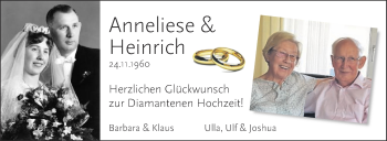 Glückwunschanzeige von Anneliese ud Heinrich 