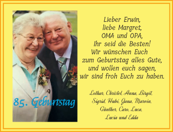 Glückwunschanzeige von Erwin und Margret 