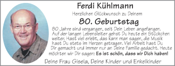 Glückwunschanzeige von Ferdi Kühlmann