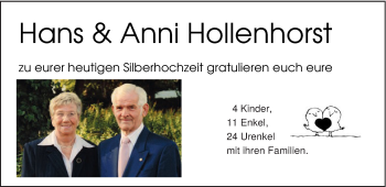 Glückwunschanzeige von Hans und Anni Hollenhorst