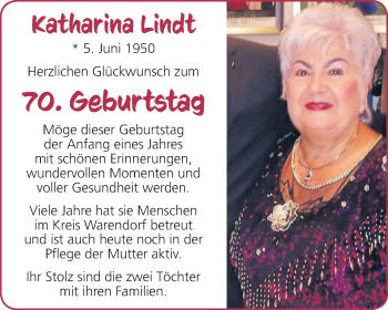 Glückwunschanzeige von Katharina Lindt