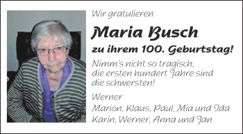 Glückwunschanzeige von Maria Busch