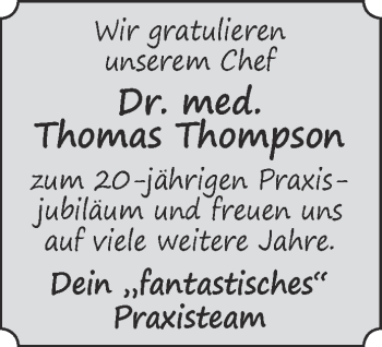 Glückwunschanzeige von Thomas Thompson