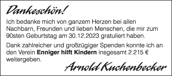 Glückwunschanzeige von Arnold Kuchenbecker