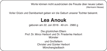Glückwunschanzeige von Lea Anouk Herbort