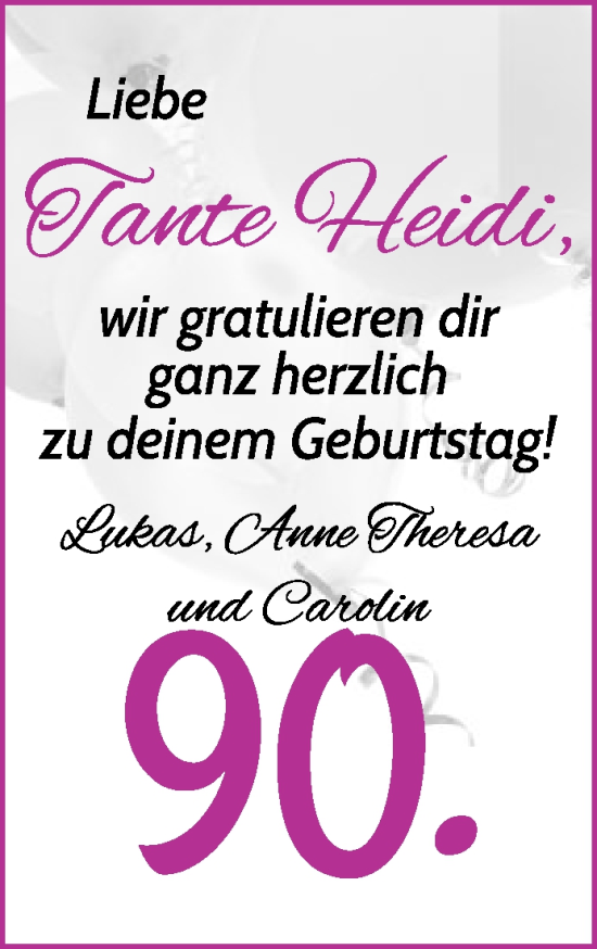 Glückwunschanzeige von Heidi 