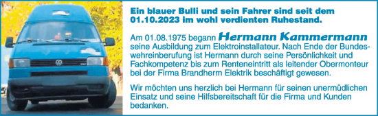 Glückwunschanzeige von Hermann Kammermann