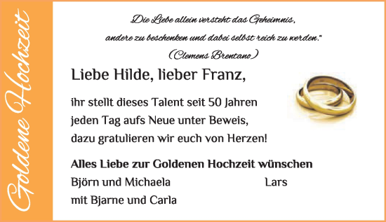 Glückwunschanzeige von Hilde und Franz 