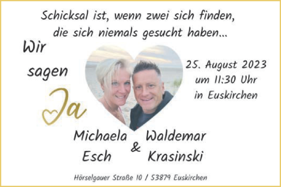 Glückwunschanzeige von Michaela und Waldemar 
