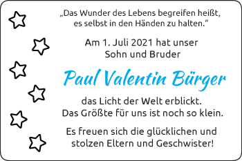 Glückwunschanzeige von Paul Valentin Bürger