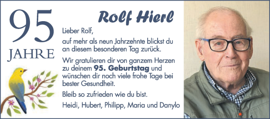 Glückwunschanzeige von Rolf Hierl