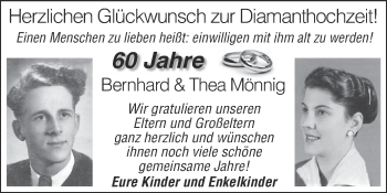 Glückwunschanzeige von Bernhard und Thea Mönnig