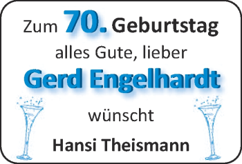 Glückwunschanzeige von Gerd Engelhardt