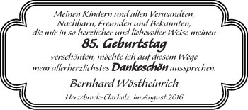 Glückwunschanzeige von Bernhard Wöstheinrich