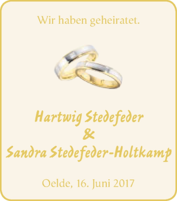 Glückwunschanzeige von Hartwig und Sandra 