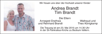 Glückwunschanzeige von Andrea und Tim Brandt