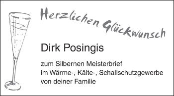 Glückwunschanzeige von Dirk Posingis