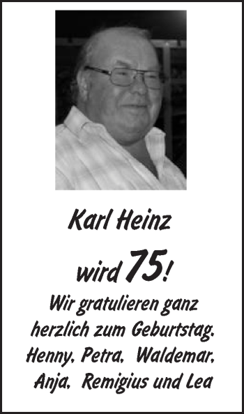 Glückwunschanzeige von Karl Heinz 