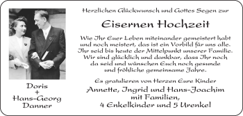 Glückwunschanzeige von Doris und Hans-Georg Danner