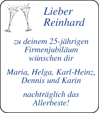 Glückwunschanzeige von Reinhard 