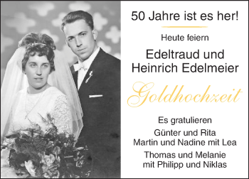 Glückwunschanzeige von Edeltraud und Heinrich Edemeier
