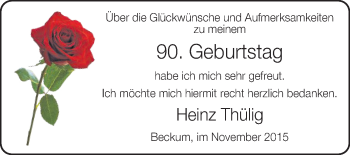 Glückwunschanzeige von Heinz Thülig