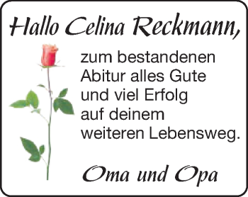 Glückwunschanzeige von Celina Reckmann