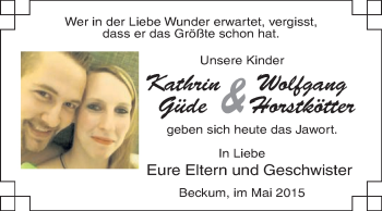 Glückwunschanzeige von Kathrin und Wolfgang 