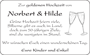 Glückwunschanzeige von Norbert und Hilde 