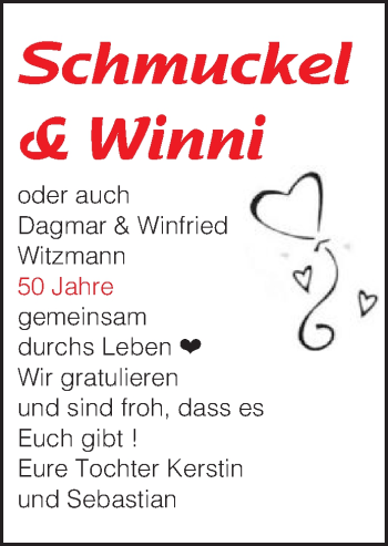 Glückwunschanzeige von Dagmar und Winfried Witzmann