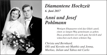 Glückwunschanzeige von Anni und Josef Pohlmann