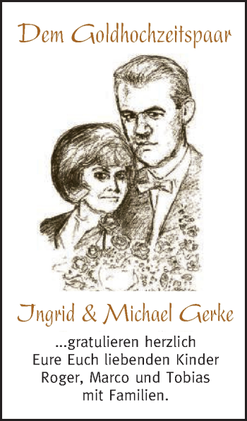 Glückwunschanzeige von Ingrid und Michael Gerke