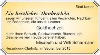 Glückwunschanzeige von Elisabeth und Willi Scharmann