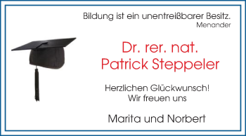 Glückwunschanzeige von Patrick  Steppeler