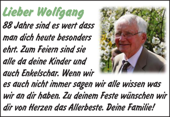 Glückwunschanzeige von Wolfgang 