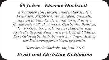 Glückwunschanzeige von Ernst und Christine Kuhlmann