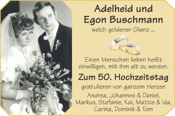 Glückwunschanzeige von Adelheid und Egon Buschmann