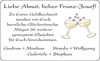 Glückwunschanzeige von Almut un Franz-Josef 