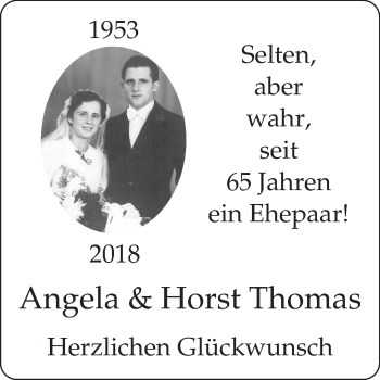 Glückwunschanzeige von Angela und Horst Thomas