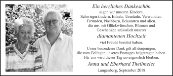 Glückwunschanzeige von Anna und Eberhard Theilmeier