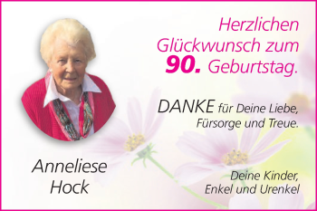 Glückwunschanzeige von Anneliese Hock
