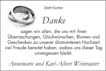 Glückwunschanzeige von Annemarie und Karl-Albert Weinrauter