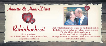 Glückwunschanzeige von Annette und Hans-Dieter 