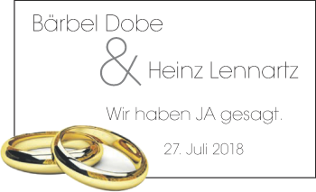 Glückwunschanzeige von Bärbel Dobe Heinz  Lennartz