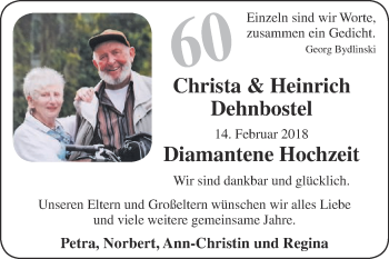 Glückwunschanzeige von Christa und Henrich Dehnbostel