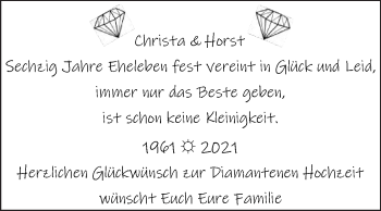Glückwunschanzeige von Christa und Horst 