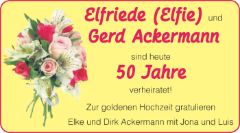 Glückwunschanzeige von Elfriede und Gerd Ackermann