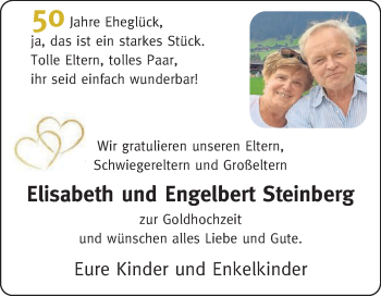 Glückwunschanzeige von Elisabeth und Engelbert Steinberg