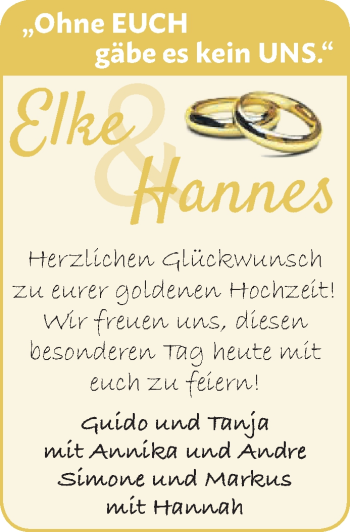 Glückwunschanzeige von Elke Hannes