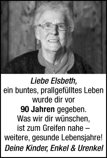 Glückwunschanzeige von Elsbeth 